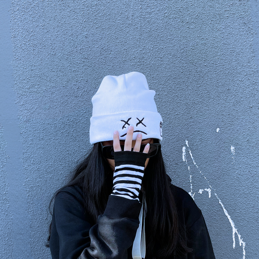 White Emo Beanie